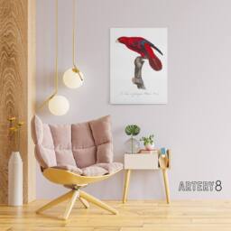 "Artery8 The Blue Fringed Red Lori Parrot Levaillant Canvas Wall Art Print in White - Size: W12"" x H16""" - thumbnail 3