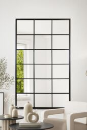 "MirrorOutlet The Fenestra Black Modern Window Leaner / Wall Mirror 79"" X 47"" 200CM X 120CM - Size: 1 Pack" - thumbnail 1