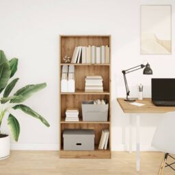 Berkfield Home Bookcase Artisian Oak 60x24x143 cm Engineered Wood in Brown - Size: 60 x 24 x 143 cm - thumbnail 3
