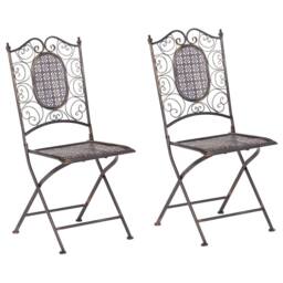 Wyld and Coco Vintage Iron Garden Chairs Set 2 Black Foldable Distressed French - thumbnail 2