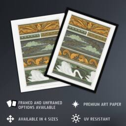 "Artery8 Birds Bats Squirrels Swans Vintage Framed Wall Art Print Verneuil in Green - Size: W12"" x H16""" - thumbnail 2