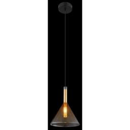 Netlighting Lopusa Dome Slim Pendant Matt Black Amber Glass Shade 1x G9 - thumbnail 3