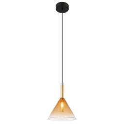 Netlighting Lopusa Dome Slim Pendant Matt Black Amber Glass Shade 1x G9 - thumbnail 1