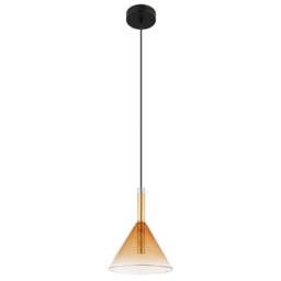 Netlighting Lopusa Dome Slim Pendant Matt Black Amber Glass Shade 1x G9 - thumbnail 2
