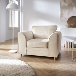 Abakus Direct Chicago Spill-Proof Velvet Armchair in Cream - thumbnail 1