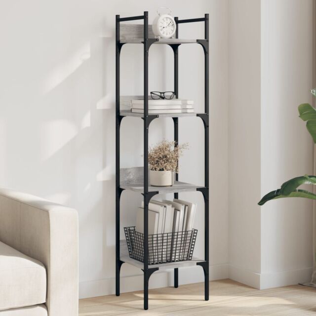 Berkfield Home Bookshelf 4-Tier Grey Sonoma 35x30x138.5 cm Engineered Wood - image 1