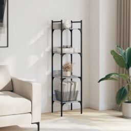 Berkfield Home Bookshelf 4-Tier Grey Sonoma 35x30x138.5 cm Engineered Wood - thumbnail 3