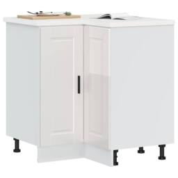Berkfield Home Kitchen Corner Base Cabinet¬†Porto High Gloss White Engineered Wood - thumbnail 2