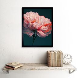 "Artery8 Wall Art Print Pink Carnation Dark Teal Flower Abstract Floral Painting Art Framed - Size: W12"" x H16""" - thumbnail 2