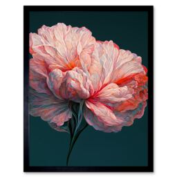 "Artery8 Wall Art Print Pink Carnation Dark Teal Flower Abstract Floral Painting Art Framed - Size: W12"" x H16""" - thumbnail 1
