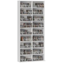 HOMCOM 640 CD Storage Unit 360 DVD Storage Tower w/ 18 Compartments in White - thumbnail 2