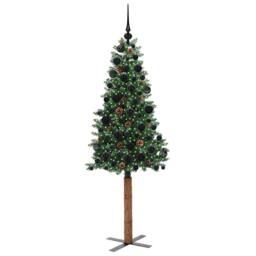 Berkfield Home Elegant Slim Christmas Tree Green 180 cm PVC & Solid Pine wood - thumbnail 1