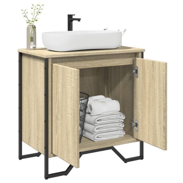 Berkfield Home Bathroom Sink Cabinet Sonoma Oak 60x35x60 cm Engineered Wood - Size: 60 x 35 x 60 cm - image 1