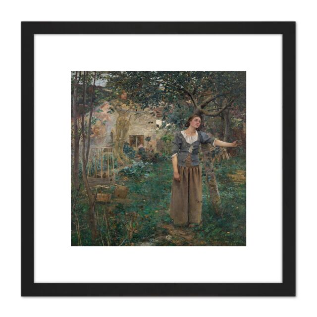 Artery8 Bastien-Lepage Joan Of Arc Painting 8X8 Inch Square Wooden Framed Wall Art Print Picture with Mount in Black - image 1