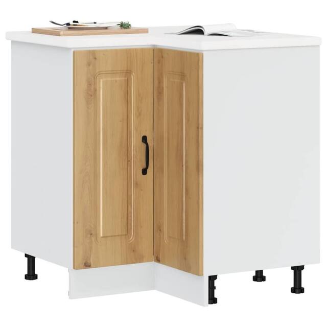 Berkfield Home Kitchen Corner Base Cabinet Kalmar Artisan Oak Engineered Wood in Brown - image 1