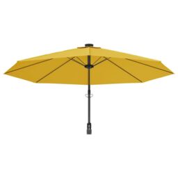Berkfield Home Wall-mounted Parasol with LEDs Yellow 290cm - thumbnail 6