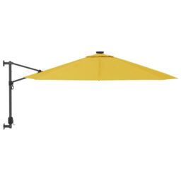 Berkfield Home Wall-mounted Parasol with LEDs Yellow 290cm - thumbnail 4