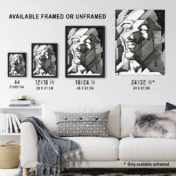 "Artery8 Self Portrait Watercolour Reijer Stolk Framed Wall Art Print in Grey - Size: W12"" x H16""" - thumbnail 3