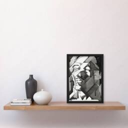 "Artery8 Self Portrait Watercolour Reijer Stolk Framed Wall Art Print in Grey - Size: W12"" x H16""" - thumbnail 4
