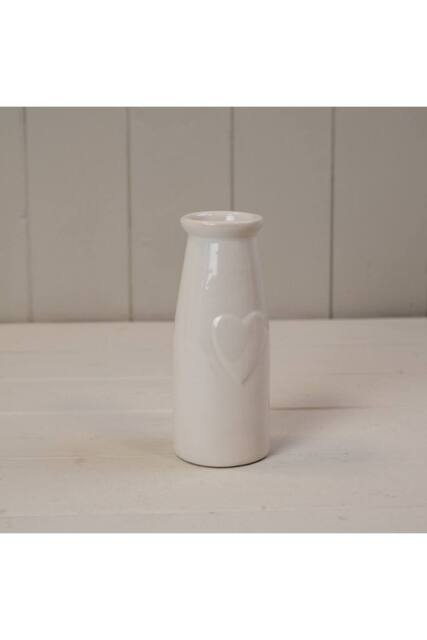 KDMD Ceramic Vase with Heart Embossment - 15mm in White - image 1