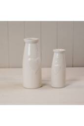 KDMD Ceramic Vase with Heart Embossment - 15mm in White - thumbnail 2