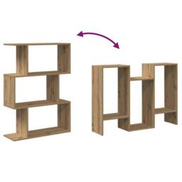 Berkfield Home Room Divider Bookcase 3-Tier Artisan Oak 70x24x97 cm Engineered Wood in Brown - Size: 70 x 24 x 97 cm - thumbnail 8