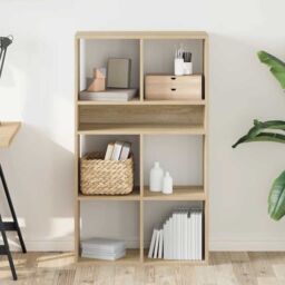 Berkfield Home Book Cabinet Sonoma Oak 66x31x112 cm Engineered Wood in Brown - Size: 66 x 31 x 112 cm - thumbnail 3