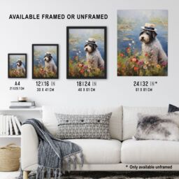 "Artery8 Bearded Collie Wearing Hat Claude Monet Style Dog Oil Painting Extra Large XL Unframed Wall Art Poster Print - Size: W24"" x H32""" - thumbnail 3