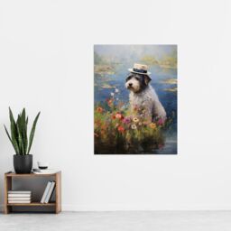 "Artery8 Bearded Collie Wearing Hat Claude Monet Style Dog Oil Painting Extra Large XL Unframed Wall Art Poster Print - Size: W24"" x H32""" - thumbnail 4