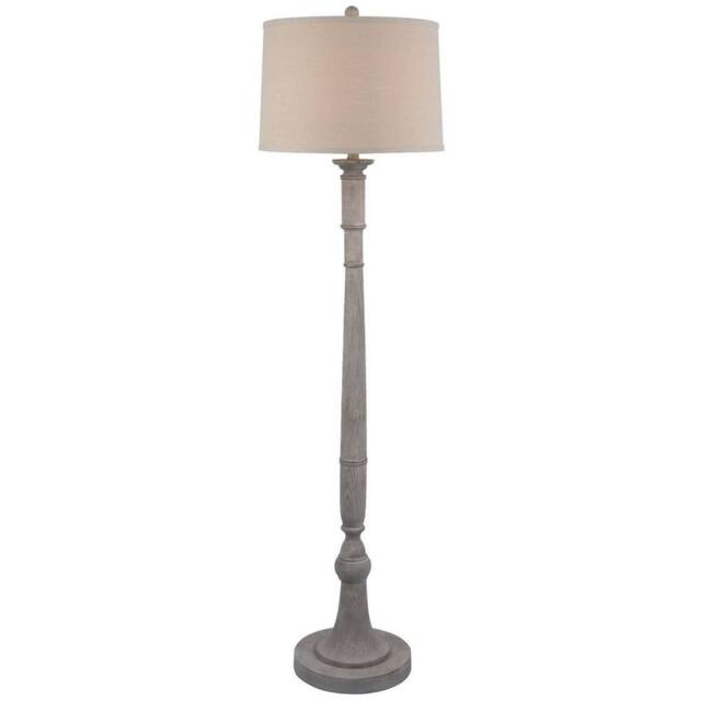 Lemon Pavilion Furniture and Decor Stella Floor Lamp with Linen Shade - Resin - L41 x W41 x H154 cm White in Grey - image 1