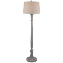 Lemon Pavilion Furniture and Decor Stella Floor Lamp with Linen Shade - Resin - L41 x W41 x H154 cm White in Grey - thumbnail 1