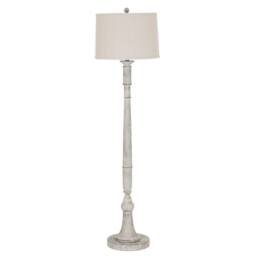 Lemon Pavilion Furniture and Decor Stella Floor Lamp with Linen Shade - Resin - L41 x W41 x H154 cm White in Grey - thumbnail 2