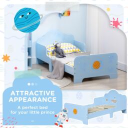 ZONEKIZ Kids Toddler Bed with Rocket & Planets Patterns, for Boys, Girls, Ages 3-6 Years in Blue - Size: Single - thumbnail 4