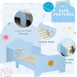 ZONEKIZ Kids Toddler Bed with Rocket & Planets Patterns, for Boys, Girls, Ages 3-6 Years in Blue - Size: Single - thumbnail 5