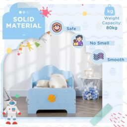 ZONEKIZ Kids Toddler Bed with Rocket & Planets Patterns, for Boys, Girls, Ages 3-6 Years in Blue - Size: Single - thumbnail 6