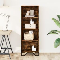 Berkfield Home Bookcase Smoked Oak 50x31x137.5 cm Engineered Wood in Brown - thumbnail 3