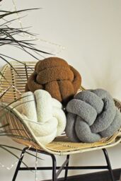 Furn Boucle Knot Fleece Cushion in Silver - thumbnail 2