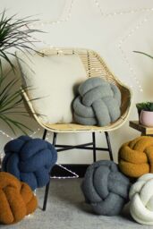 Furn Boucle Knot Fleece Cushion in Silver - thumbnail 3