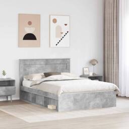 Berkfield Home Bed Frame with Headboard Concerte 160 x 200 cm Solid Pine Wood in Grey - thumbnail 3