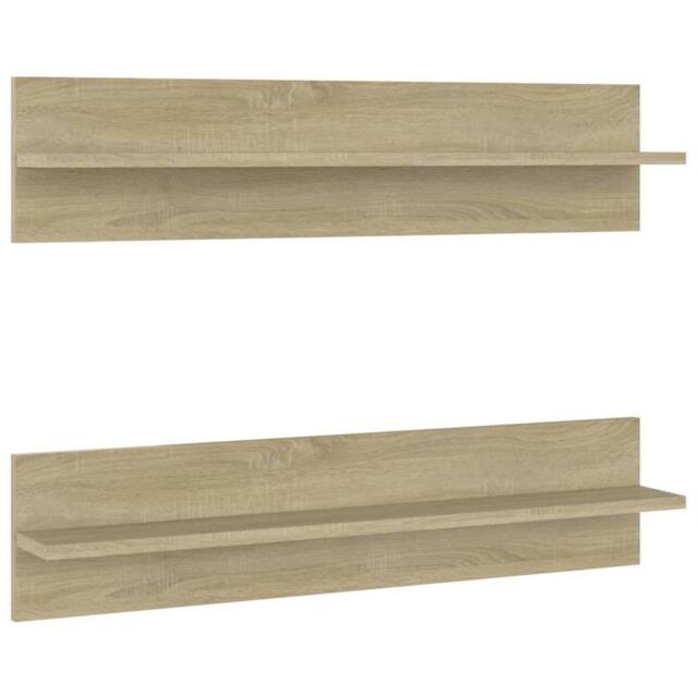 Berkfield Home Wall Shelf 2 pcs Sonoma Oak 80x11.5x18 cm Engineered Wood in Light Tan - image 1