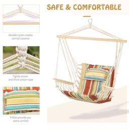 Matteo Stylish Beige Stripe Hanging Hammock Swing Chair - Indoor Outdoor - thumbnail 5