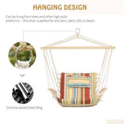 Matteo Stylish Beige Stripe Hanging Hammock Swing Chair - Indoor Outdoor - thumbnail 6