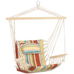 Matteo Stylish Beige Stripe Hanging Hammock Swing Chair - Indoor Outdoor - thumbnail 1