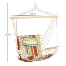 Matteo Stylish Beige Stripe Hanging Hammock Swing Chair - Indoor Outdoor - thumbnail 3