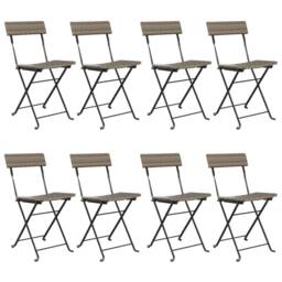 Berkfield Home Folding Bistro Chairs 8 pcs Grey Poly Rattan & Steel - thumbnail 1