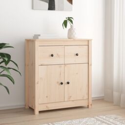 Berkfield Home Sideboard 70x35x80 cm Solid Wood Pine in Brown - Size: 70 x 35 x 80 cm - thumbnail 1