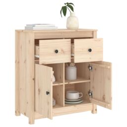 Berkfield Home Sideboard 70x35x80 cm Solid Wood Pine in Brown - Size: 70 x 35 x 80 cm - thumbnail 4