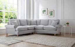 The Great Sofa Company Ezra Large Textured Velvet Corner Sofa - Scroll Arm in Light Grey