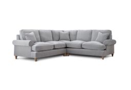The Great Sofa Company Ezra Large Textured Velvet Corner Sofa - Scroll Arm in Light Grey - thumbnail 2