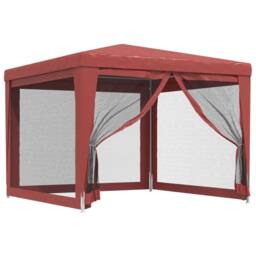 Berkfield Home Party Tent with 4 Mesh Sidewalls Red 3x3 m HDPE